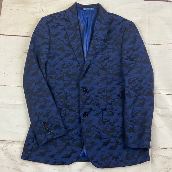 English Laundry Other - English Laundry Blue Black Camo Pattern Blazer